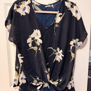 Navy Floral Women's Blouse